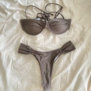 shimmer bronze padded underwire bikini set